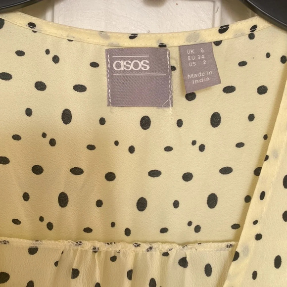 ASOS pale yellow polka dot dress size 2 runs big - Picture 3 of 17